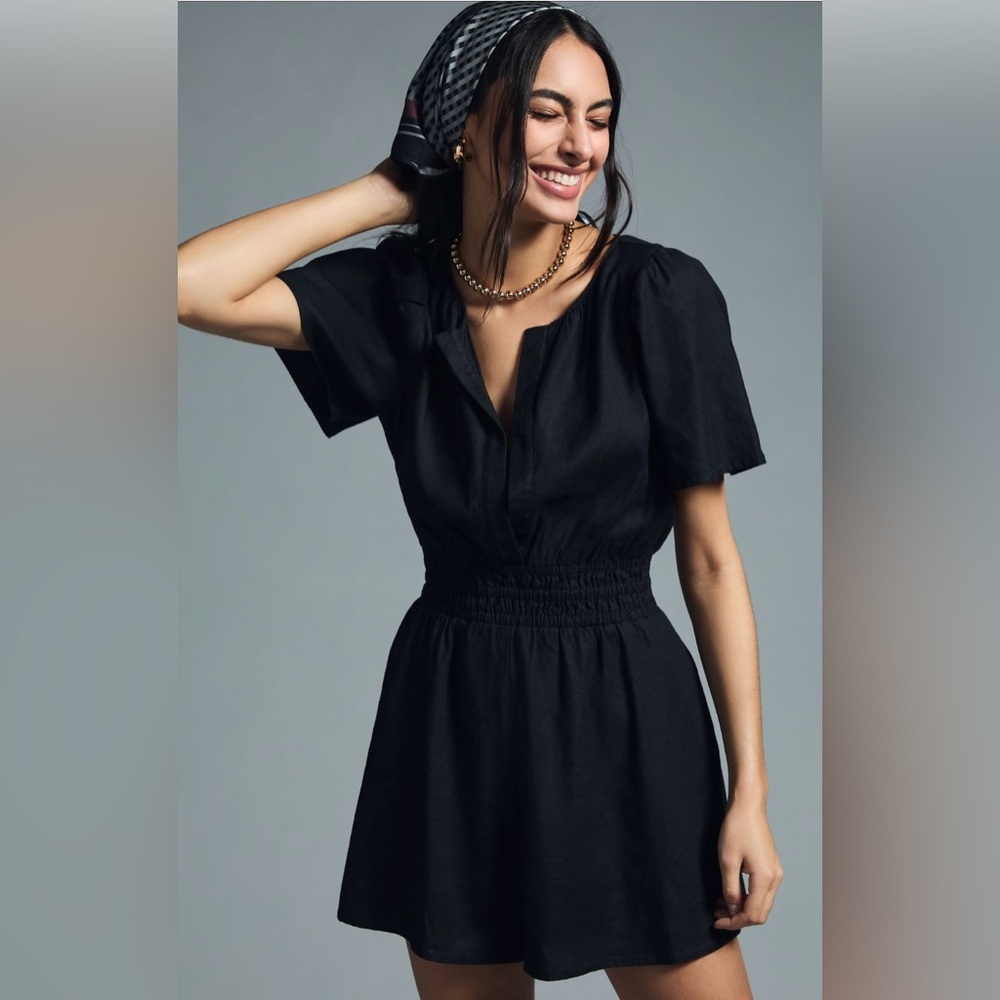 Anthropologie Somerset Shorts Romper in Black XL